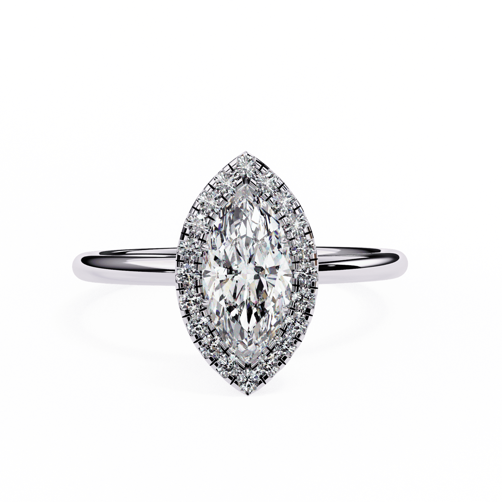 Marquise-Cut Diamond Halo Engagement Ring